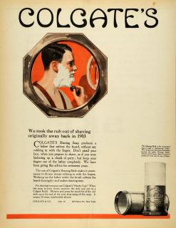 1920 Ad Colgates Shaving Products Beard Man Handy Grip Shave Stick