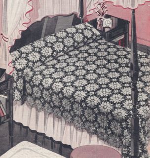Vintage Crochet Pattern Bedspread Magnolia Flower Motif