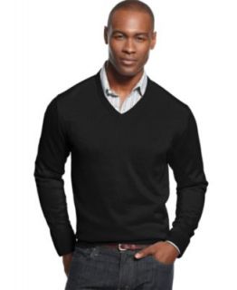 Club Room Big and Tall Sweater, Merino Wool Blend Solid V Neck Sweater