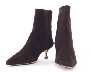 Manolo Blahnik Brown Suede Ankle Boots New 9 5