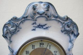 Fielding Co Crown Devon Flow Blue Rustic Pattern Mantal Clock