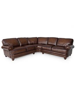 Brett Leather Sectional Sofa, 2 Piece (Right Arm Facing Sofa & Left