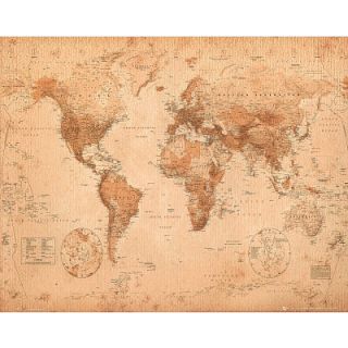 World Map Poster Antique Globe Atlas Travel Sepia Teach