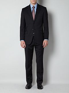 Howick Tailored Harrison wide pinstripe suit jacket Navy   