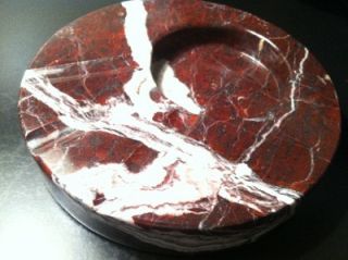 Red and White Marble Round Cigar Ashtray