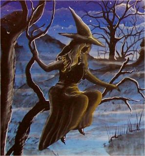 Halloween Art Haunted House Witches Conjuring Spells Hocus Pocus