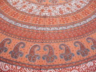 Paisley Mandala Cotton Bedding Orange Full Size 3P Bed Sheet Set