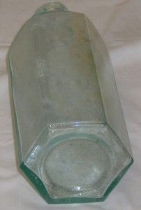 Vintage Pepto Mangan Gude 6 Sided Green Medicine Bottle