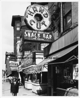 1940s Black Man at Donut Shop Street Scene Photo