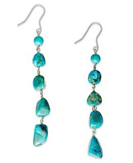 Avalonia Road Sterling Silver Earrings, Turquoise Long Drop Earrings