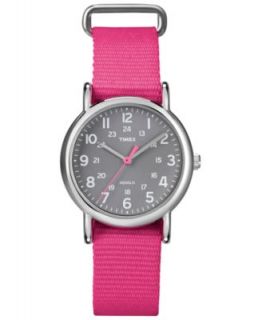 Timex Watch, Womens Weekender Dark Pink Slip Thru Nylon Strap 31mm