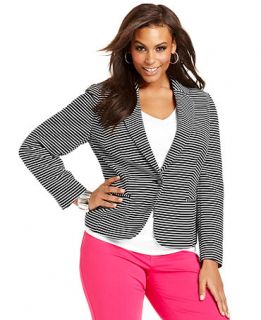 INC International Concepts Plus Size Jacket, Striped Blazer   Womens