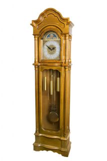 Harvest Maple Grandfather Clock Wall Antique Reproducti