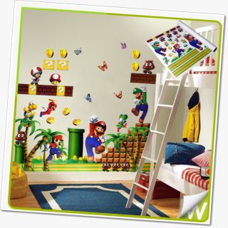 Mario Wall Stickers Removable Decor Deco Art Nursery Boys Bedroom Kids