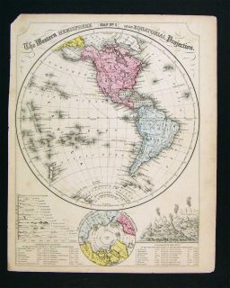 1867 Mitchell Map   World Western Hemisphere   North & South America N