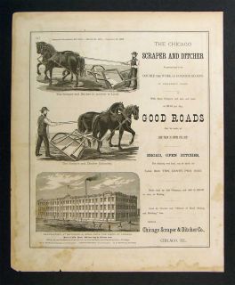 1876 Illinois Chicago Scraper Ditcher Company Atlas Ad