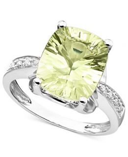 14k White Gold Ring, Green Quartz (4 3/8 ct. t.w.) and Diamond Accent