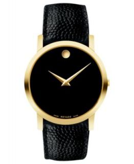 Movado Watch, Swiss Bold Large Black Coated Leather Strap 36mm 3600078