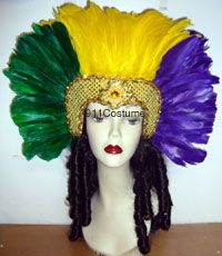 Open Face Feathered Mardi Gras Headpiece 0075
