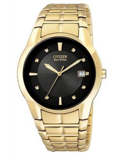 Citizen Watch, Mens Eco Drive Gold Tone Stainless Steel Bracelet 37mm