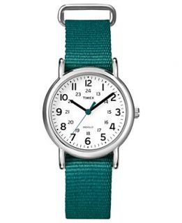 Timex Watch, Womens Weekender Emerald Green Slip Thru Nylon Strap
