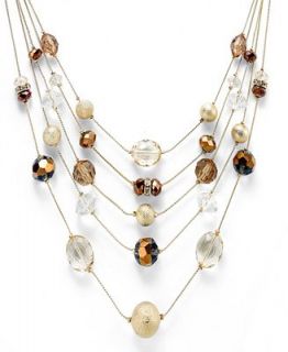 INC International Concepts Necklace, 12k Gold Plated Multi Accent