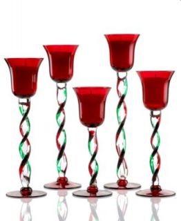Pfaltzgraff Candle Holders, Set of 5 Winterberry Twisted Stemmed