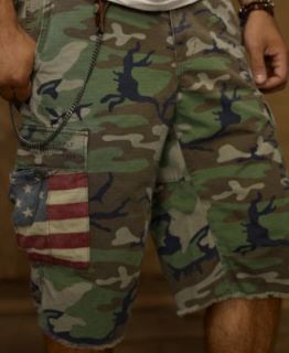 Denim & Supply Ralph Lauren Shorts, Flag Pocket Camo Cutoff Cargo