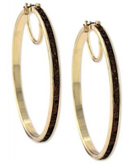 Jessica Simpson Earrings, Gold Tone Topaz Glitter Hoop Earrings