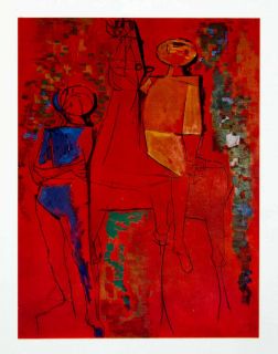 1963 Print Onlookers Marino Marini Red Blue Abstract Expressionism