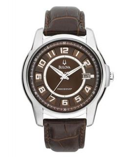 Bulova Watch, Mens Precisionist Brown Leather Strap 45mm 96B128