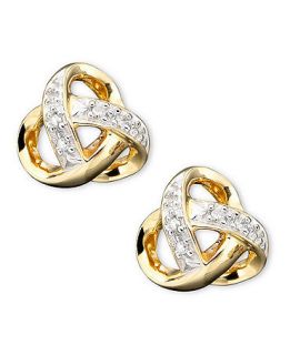 10k Gold Earrings, Diamond Accent Knot Stud Earrings   Earrings