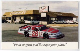 MARTINSVILLE VA Clarence Steak House NASCAR Race Car postcard Stock