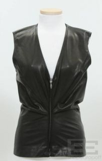 Maison Martin Margiela Black Leather Sleeveless Zip Up Vest Size 40