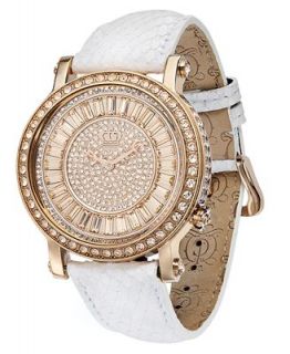 Juicy Couture Watch, Womens Queen Couture White Embossed Leather