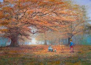 Winnie Pooh The Joy of Autumn Leaves Peter Ellenshaw Disney New Canvas
