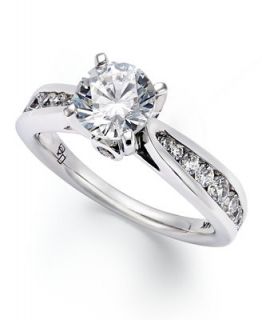 Diamond Ring, 14k White Gold Certified Round Cut Diamond Engagement