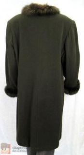 Womens VTG Marvin Richards Black Lambswool Coat Long Size 14 w/ Fur