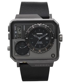 Diesel Watch, Chronograph Black Leather Strap 50x48mm DZ7241   All