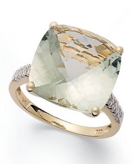 14k Gold Ring, Green Quartz (8 5/8 ct. t.w.) and Diamond Accent