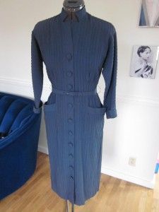 Vtg 40s 1950s Leslie Fay Original Wiggle Dress