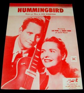 Les Paul Mary Ford 1955 Hummingbird Photo Music Sheet