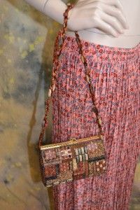 Mary Frances Beaded Ethnic Purse Handbag Boho Bohemian Bag Brown Rust