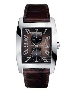 GUESS Watch, Mens Brown Leather Strap 38mm G85746G