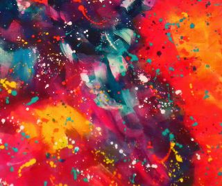Acrylic Color Meditation abstract galaxy stars red 16x20 Ron Masa