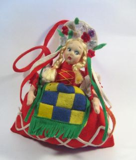 Russian Girl Lenci Miniature Mascotte Felt Doll Purse Hand Bag