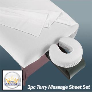 Massage Table Deluxe Cotton Terry Cloth 3pc Sheet Set Fitted Flat Face