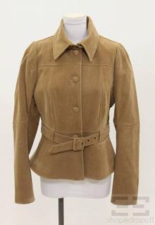 Martin Grant Tan Corduroy Button Front Belted Jacket Size Large