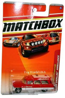 2010 Matchbox 55 63 Cadillac Ambulance Emergency Red