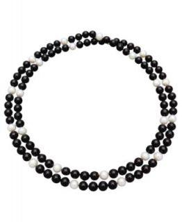 Onyx and Pearl Necklace, Cultured Freshwater Pearls & Onyx Beads